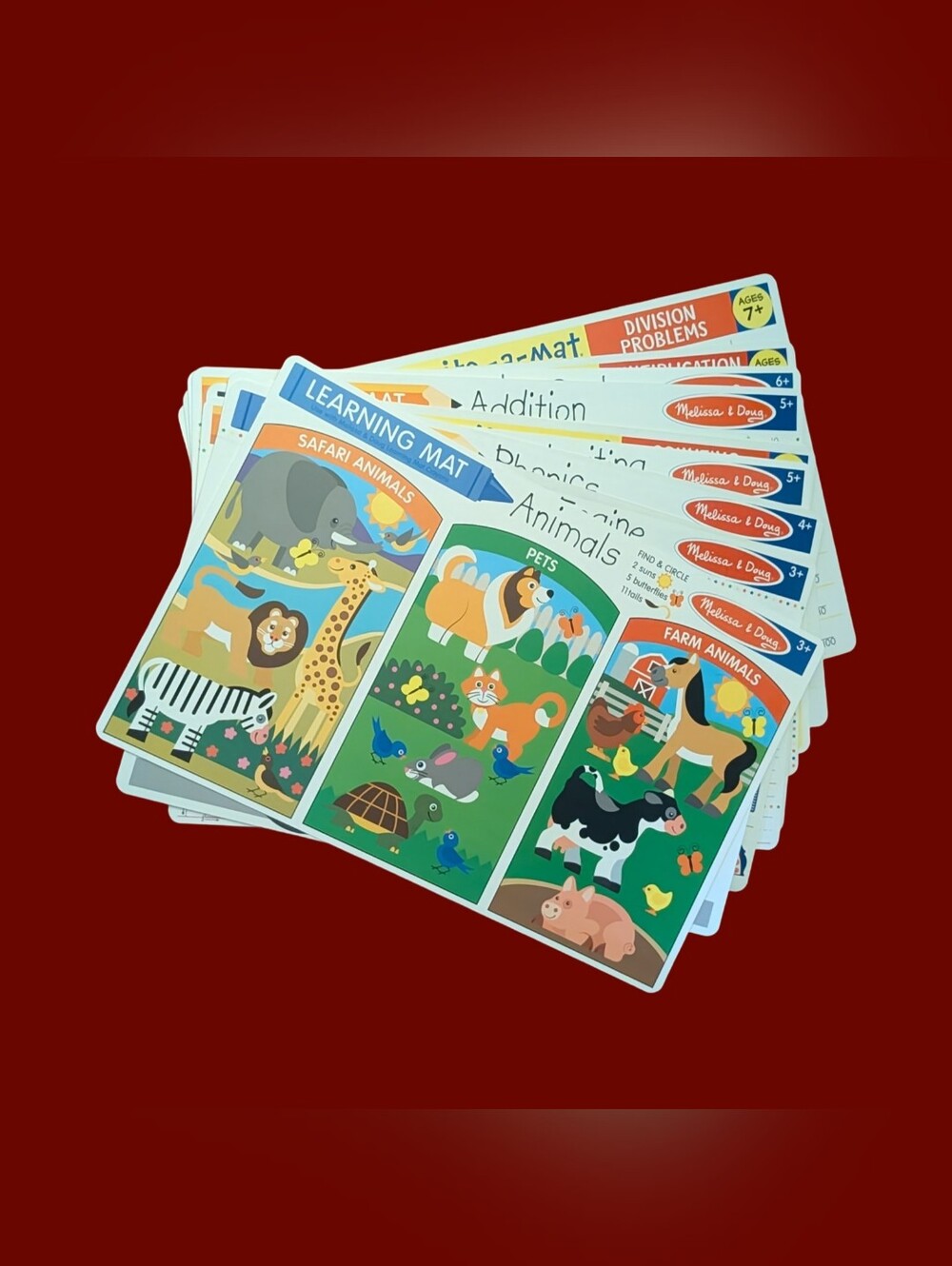 Melissa & Doug Learning Mat Lot Of 10 Ages 3 - 7+ Reusable